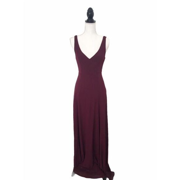 Show Me Your MuMu Jenn Maxi Dress Merlot Dark Red Chiffon Sleeveless Size Small - Picture 2 of 11